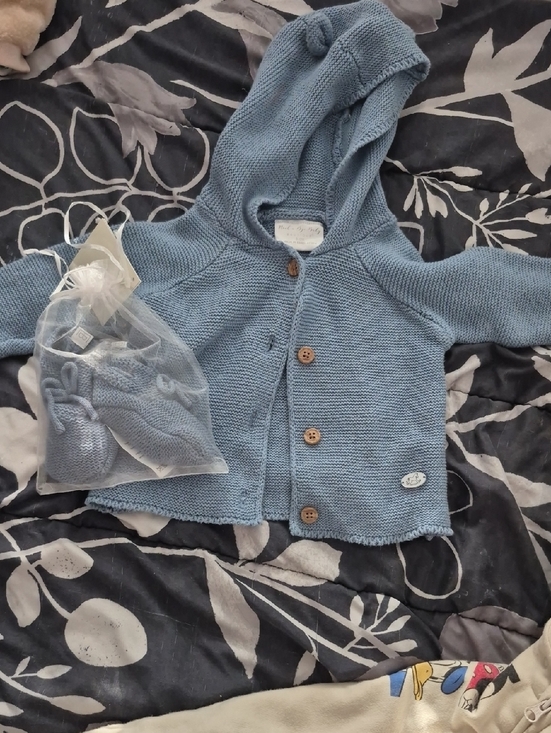 Rock a Bye Baby Other - Soft Light Blue Knit Hoodie & Booties Set - Kids Matching Sets